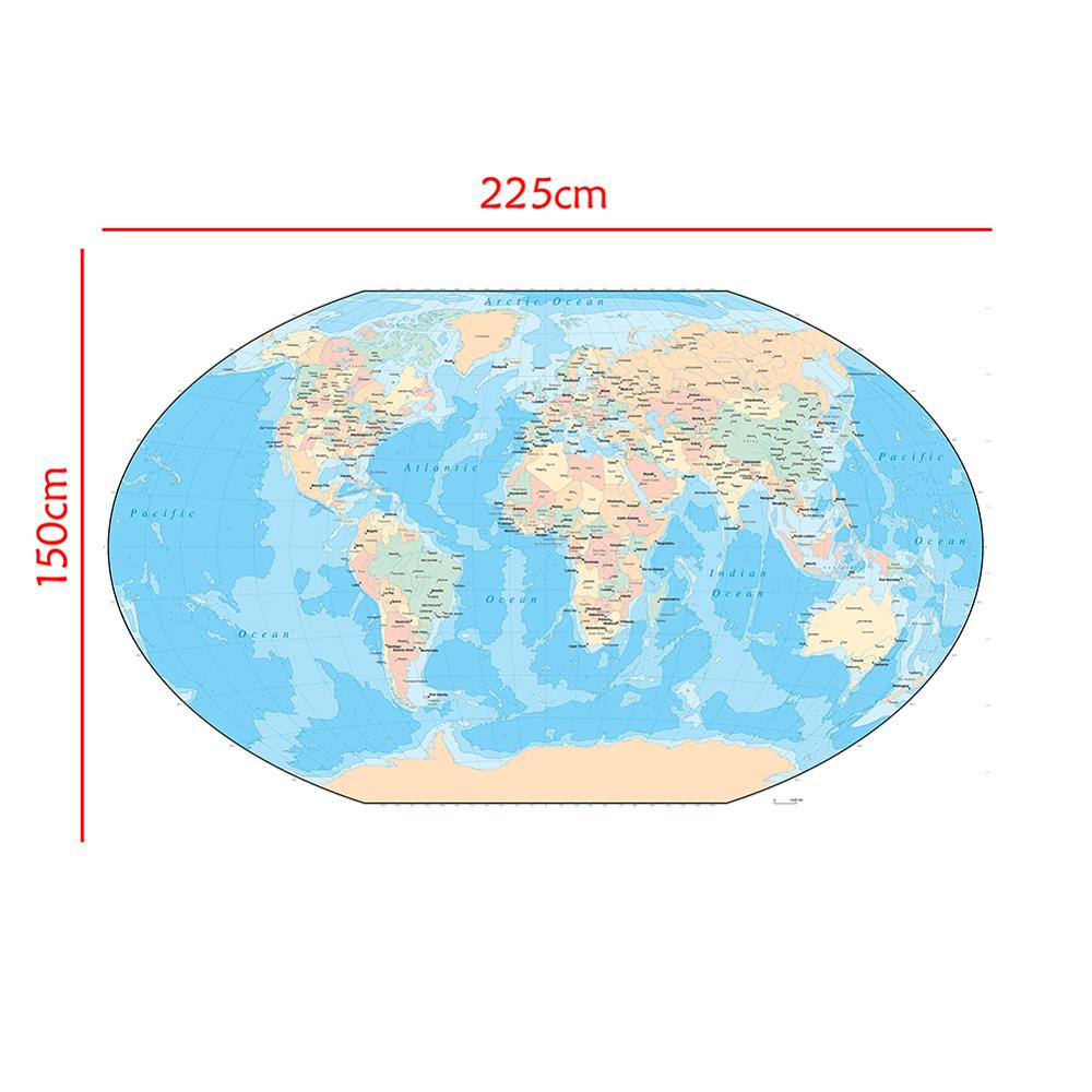 The World Map150x225cm Non-woven Waterproof Map without National Flag For Education