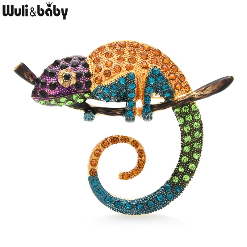 Wuli & Baby Grote Multicolor Hagedis Broche Pins Animal Broche Sieraden 4 Kleuren Chameleon Pins: yellow