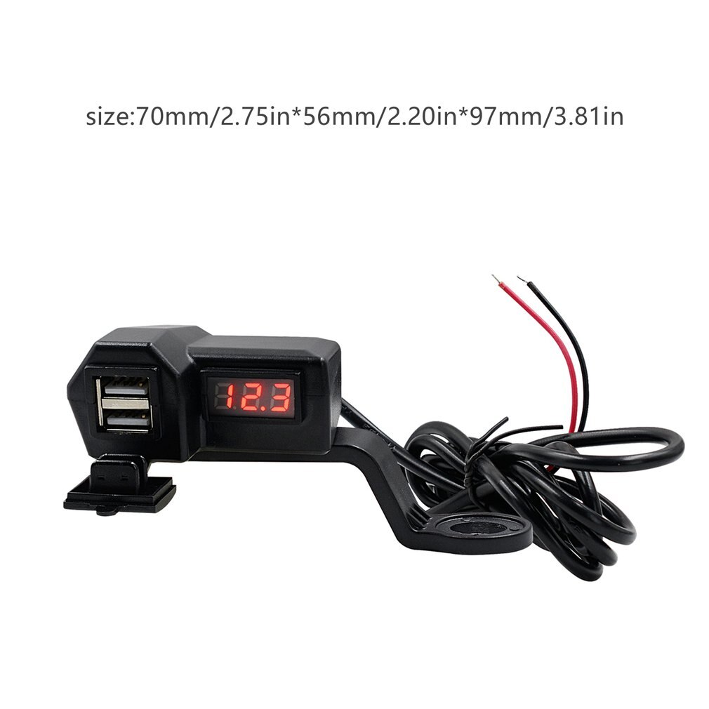Neueste 12V Auto Motorrad Handy Ladegerät Abs Dual Usb Mit Schalter 24V Rv Boot Auto Ladegerät + voltmeter