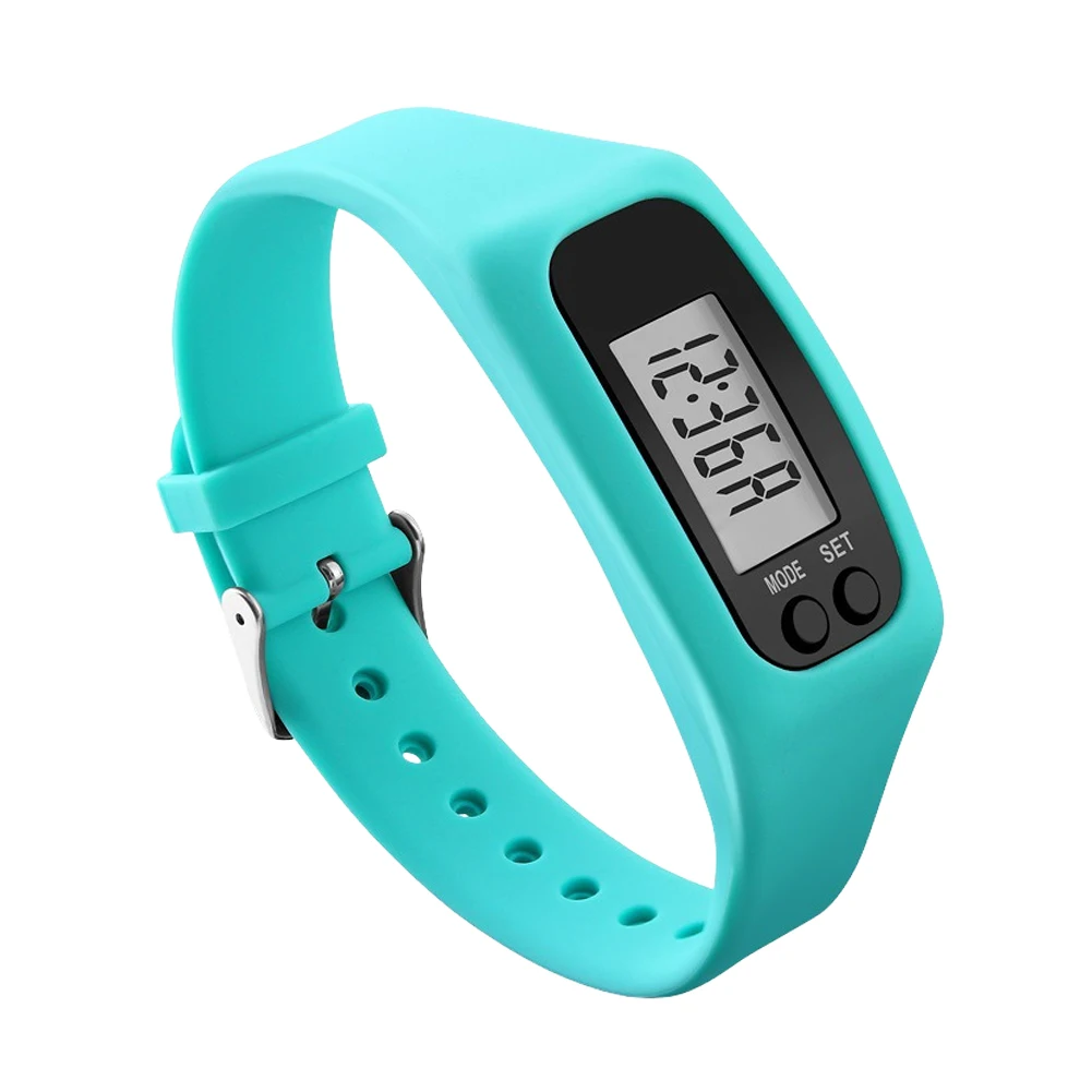 Led-stegräknare armband handled kaloriräknare 12/24h tidsdisplay stegräknare klocka multifunktionell fitnessklocka för vuxna barn: Grön