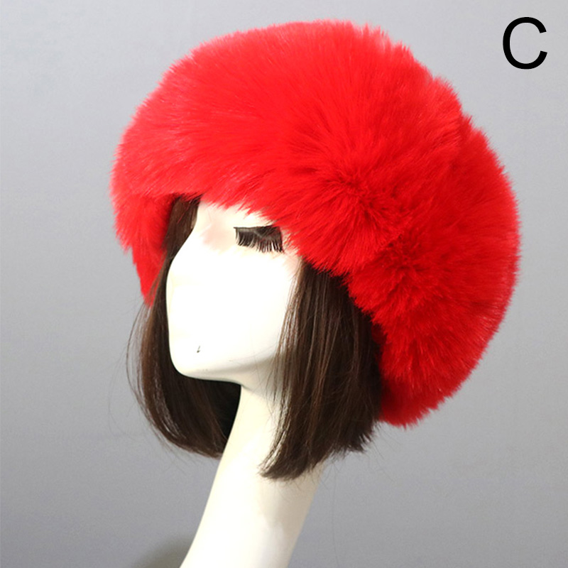 Kobiety futrzane czapki grube futrzane ciepłe sztuczne futro z lisa kapelusz jesień zima rosyjski gruby Bomber odkryty Earwarmer Ski pusty cylinder czapki: C