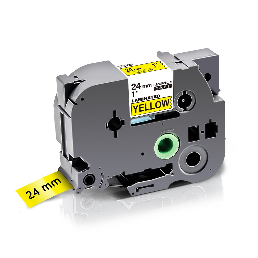 UniPlus 20 Colors 24mm Label Tape 251 Compatible Label Maker Black on White Printer Ribbon Sticky: Black on Yellow