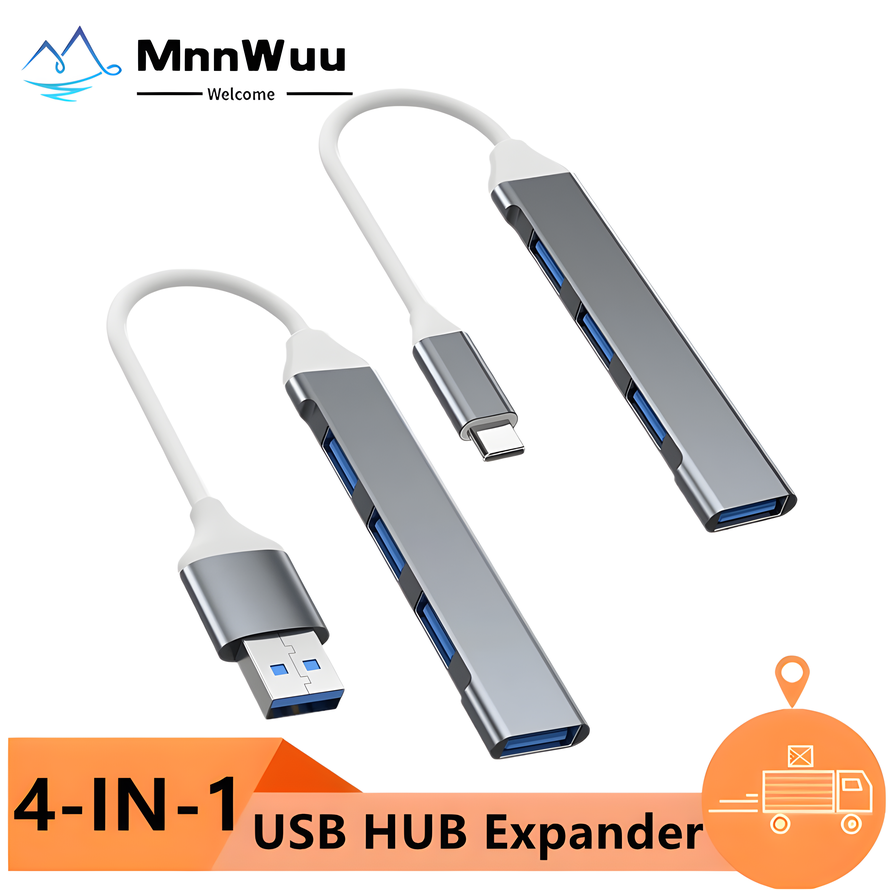 USB 3.0 Hub 4 Poort USB Uitbreiding Hub Hoge Snelheid Type-c Splitter 5Gbps Voor PC Laptops Accessoires Multiport HUB USB 3.0 2.0 Poort