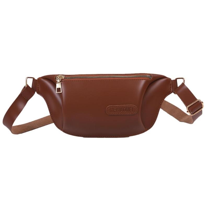 Couleur unie Fanny poitrine Pack réglable large sangle en cuir PU taille Pack pochette rétro femmes épaule sac à bandoulière taille sac: Marron