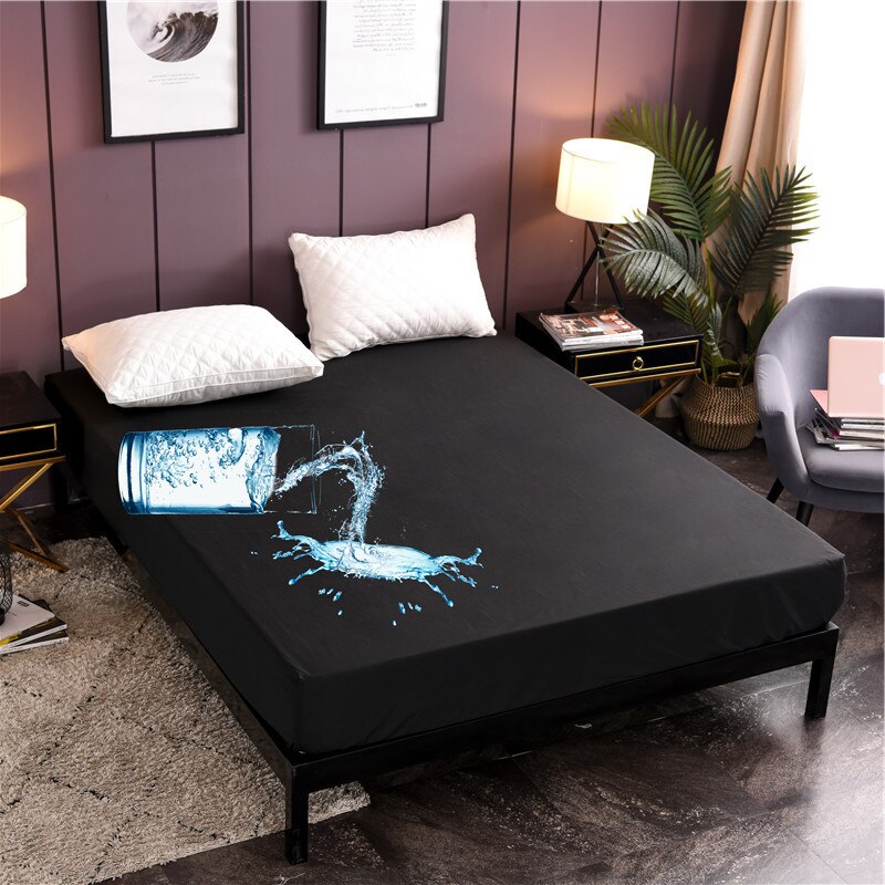 Waterproof Mattress Cover Anti-mite Hypoallergenic Fitted Sheet Solid Color Breathable Mattress Protector Queen King Size
