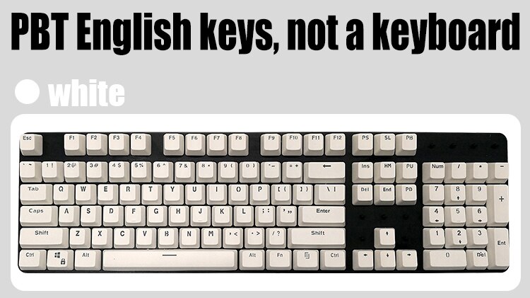 Russian/ PBT English Languag Keycaps Variety Of Color Choices For Cherry MX Mechanical Keyboard Key Cap Switches 104 Keys: white PBT English