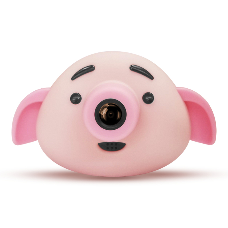 Children Digital Camera 1.8 Inch Front Rear Dual Camera 720P Mini Cute Pig Camera Toys For Kids Birthday: Pink