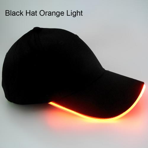 Sombrero Color sólido LED luminoso sombrero de béisbol de Navidad gorra de pico al aire libre ropa accesorio para el sombrero de amigo: Black Orange Light