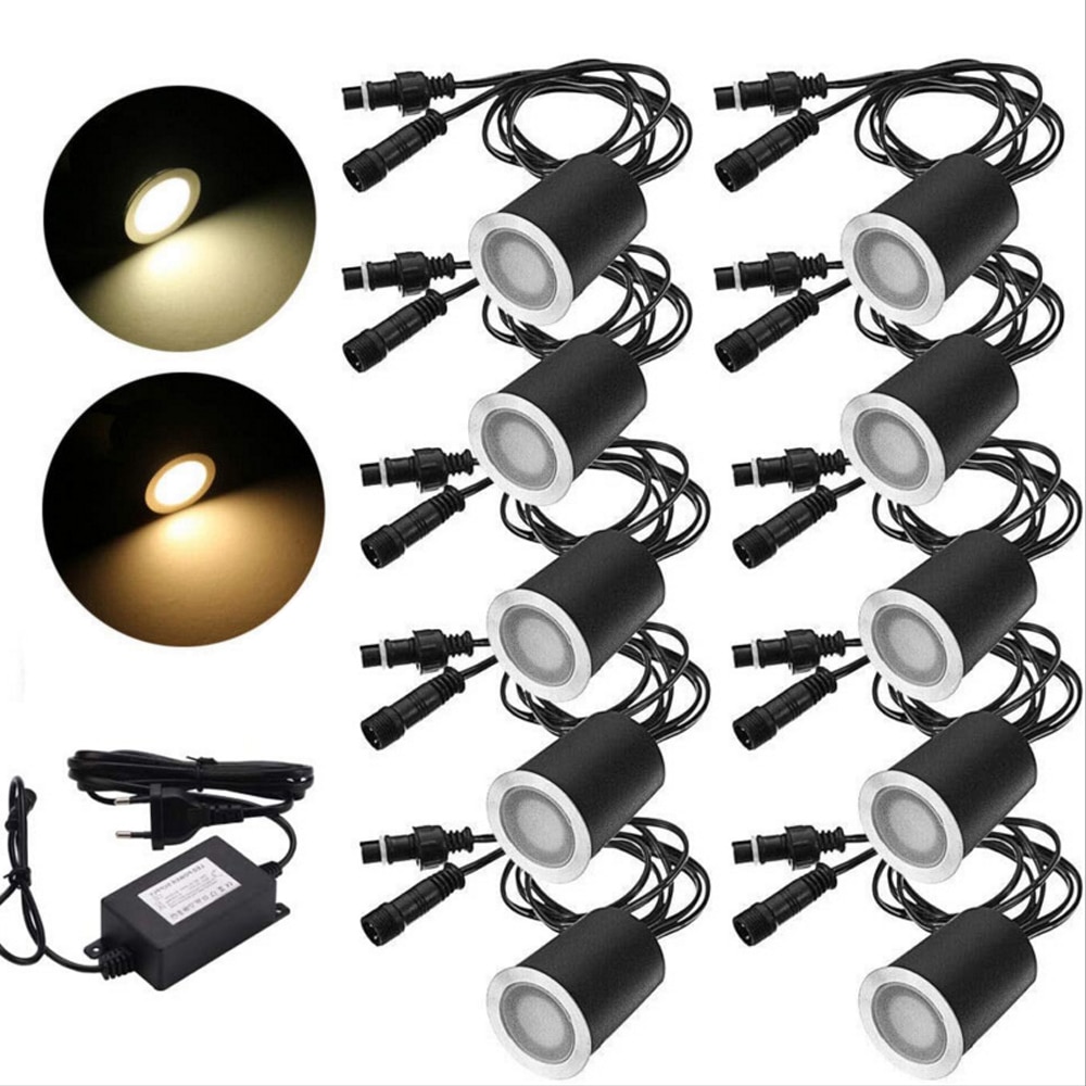 1 10 16 lichter LED Deck Licht mit Schwarz Shell 12V Unterirdischen Licht Lampe IP67 Wasserdicht Garten Yard Pathway deck Beleuchtung