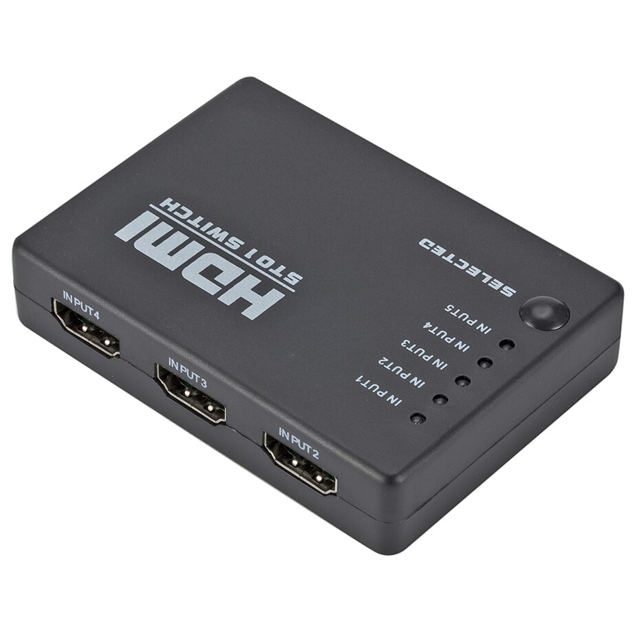 PzzPss 5 Port HDMI Switch HD 1080P Selector Splitter Hub With IR Remote Controller For HDTV DVD BOX HDMI Switcher 5 In 1 Out
