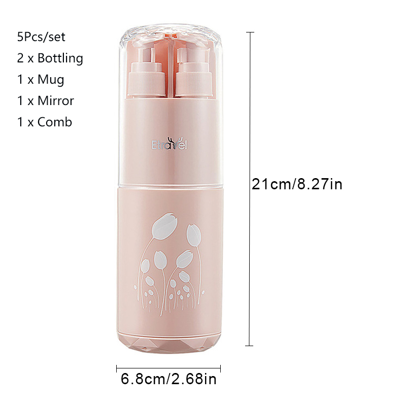 Draagbare tandenborstelbeker 5 in 1 wasbeurten opbergdoos tandenborstel tandpasta douchegel shampoo dispensers reiswasset container: C