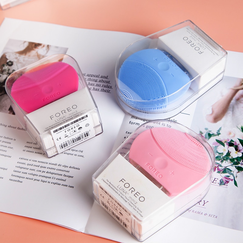 Foreo luna mini 2 limpieza facial silicone escova de limpeza facial, logotipo real de foreo luna, carregamento usb, à prova dwaterproof água, nível 8