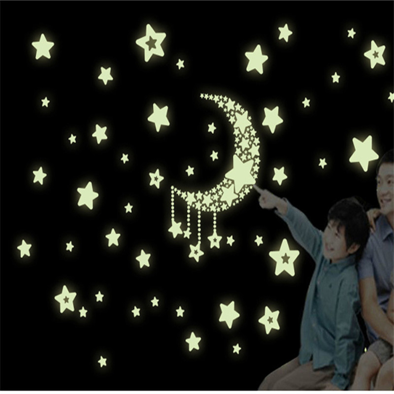 1 Set Moon Star Glow In The Dark Speelgoed Stickers Lichtgevende DIY Kid Kamer PVC Sticker Home Speelgoed voor Kinderen kids Christmas