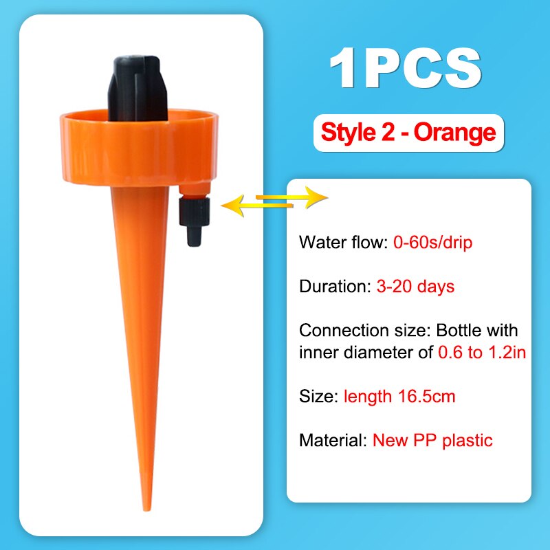 Gulvstøvle 1 stk drypvanding automatisk vanding dyser til plastflasker vand enhed konstant tryk justerbar haveplante: Stil 2 orange