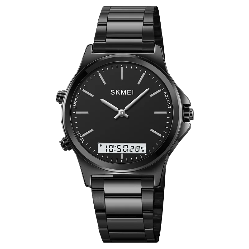Reloj SKMEI 2120 reloj hombre 3 tiempo pantalla de luz trasera reloj cronógrafo Digital relojes deportivos relojes de pulsera con alarma impermeables para hombre: Negro