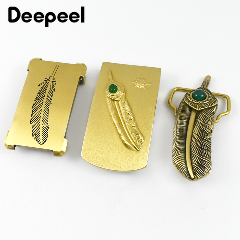 Deepeel-hebillas de cinturón de latón puro para hombre, de acero inoxidable, 39/40mm, 37-38mm, cinturones de cuero DIY, accesorios de Hardware artesanal, 1 ud.