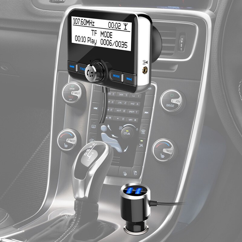DAB Bluetooth Fm-zender 2.4 "Lcd-scherm Handsfree AUX FM Modulator Multifunctionele Ondersteuning Autolader QC3.0 Met DAB Antenne