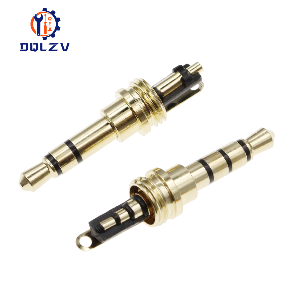 3.5MM Headphone Plug 3/4 Poles Stereo Male Gold Plating Audio Adapter 3.5 Hifi Speaker Earphone Jack AUX Solder Wire Connector