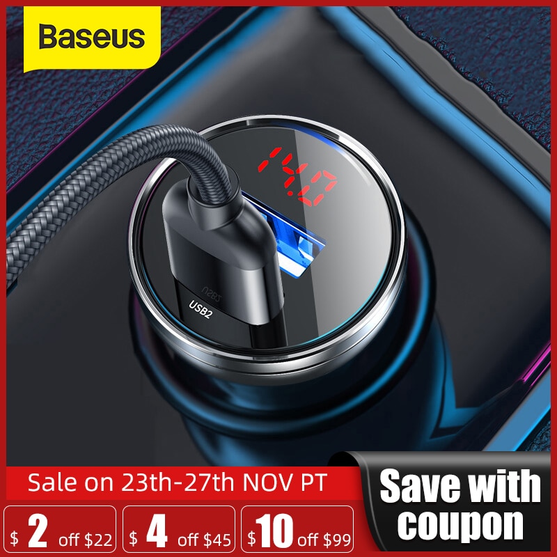 Baseus 45W USB Car Charger Quick Charge 4.0 for Huawei SCP Fast Charger for Xiaomi 9 QC 4.0 3.0 PD 3.0 Fast Car Charging Charger