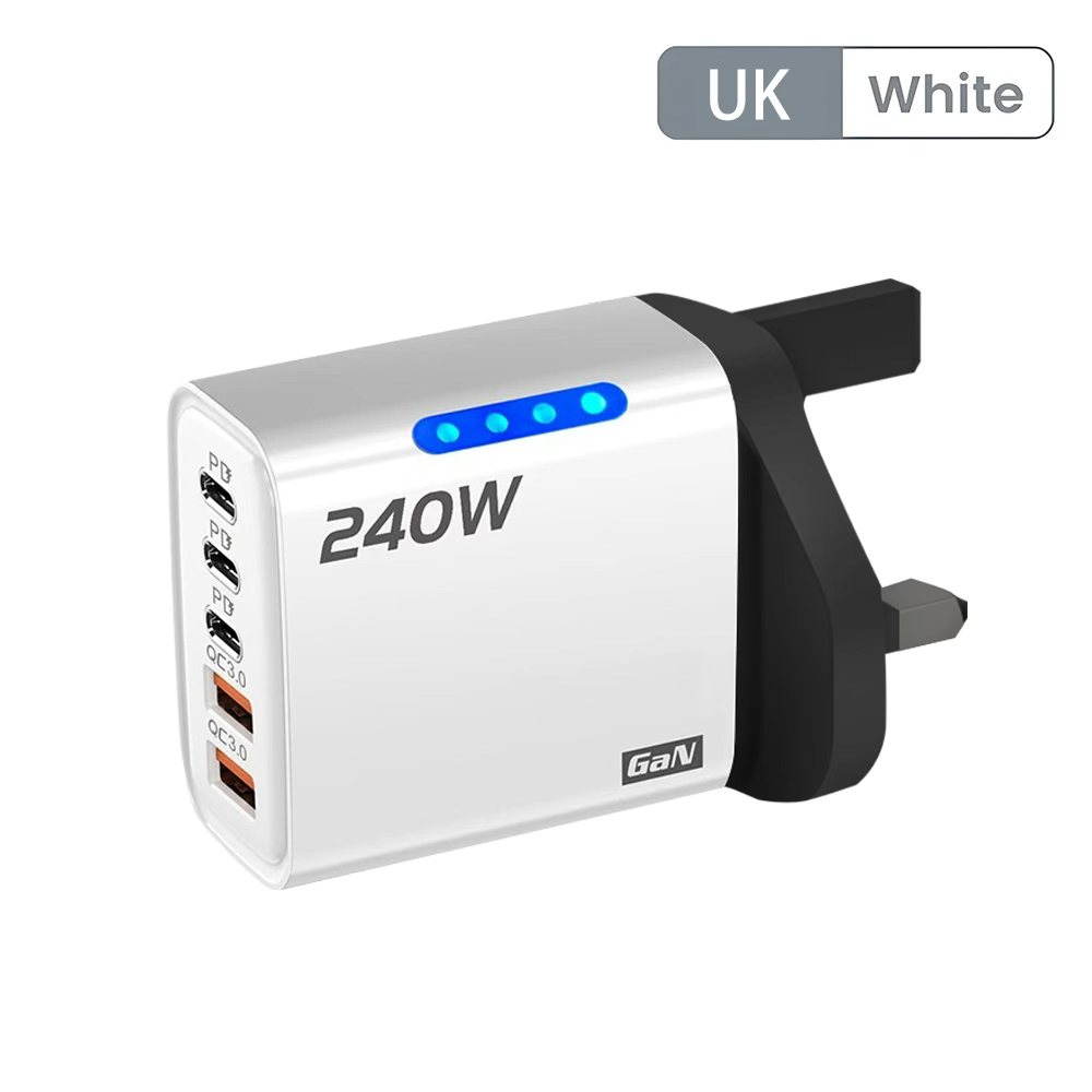 240w pd-oplader usb-c pd-oplader snellader 3.0 gan usb-oplader 5 in 1 snellader voor telefoons voedingsadapter type-c kabel: Vk
