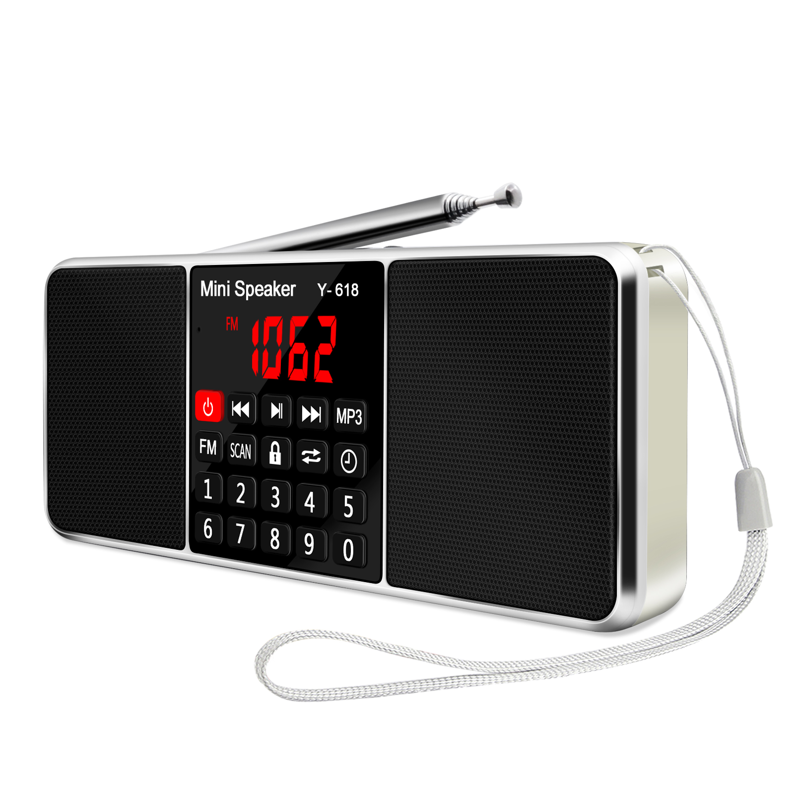 Lefon Radio cyfrowe FM Podwójny głośnik Stereo Surround Odtwarzacz audio MP3 Obsługa karty TF Funkcja wyłączania czasu dla domu i na zewnątrz: Złote