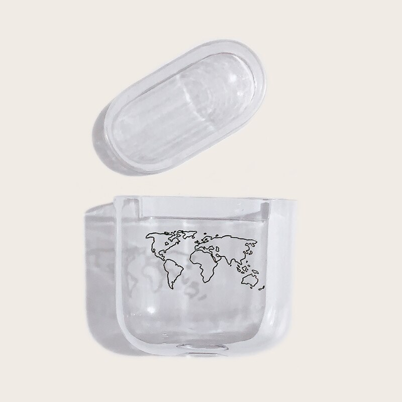 Cubierta protectora de Auriculares inalámbricos con bluetooth pintada con mapa de línea, carcasa dura transparente aplicable a airpods de 2 Generación