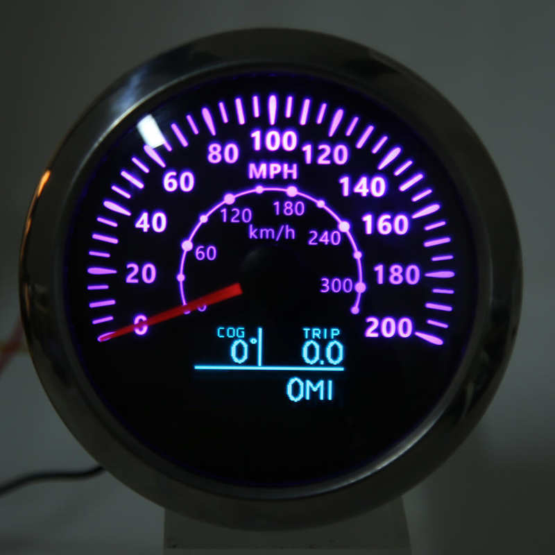 85Mm Gps Snelheidsmeter 0 ‑ 200MPH 0 ‑ 300 Km/h IP67 Waterdichte Digitale Kleurrijke Backlight Kilometerteller Voor Rv Boot gps Velometer