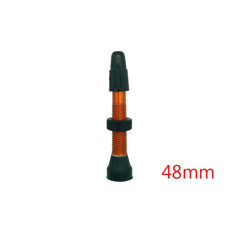 1 pcs bicycle valve for tubeless tire road bike MTB tubeless valve 48mm 60mm aluminum alloy no tube presta valve: orange 48mm