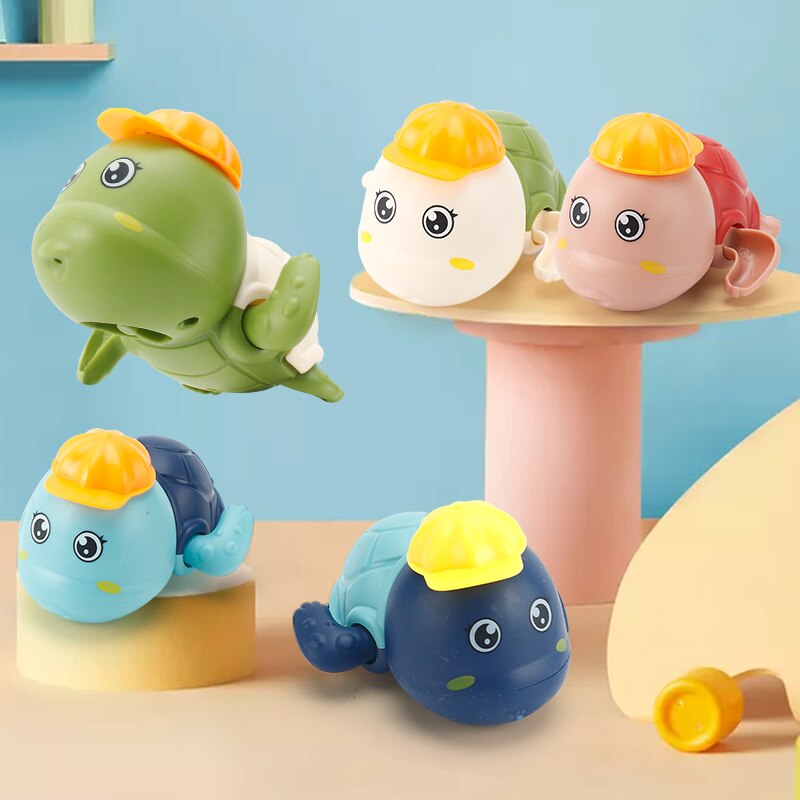 Single Cute Cartoon Animal Tortoise Classic Baby Water Toy Infant Swim Turtle Wound-up Chain Clockwork Kids Beach Bath Toys