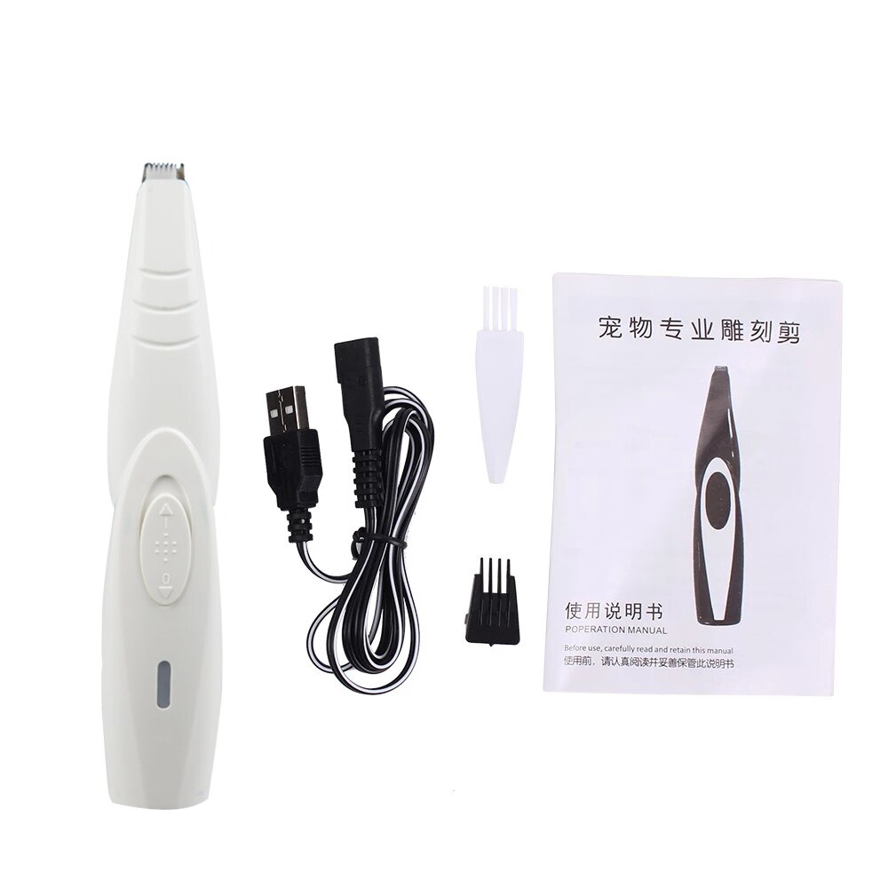 Pet Grooming Machine Dog Cat Hair Trimmer Electrical USB Rechargeable Pets Clippers Pet Foot Butt Ear Eyes Hair Remover Cutter: White