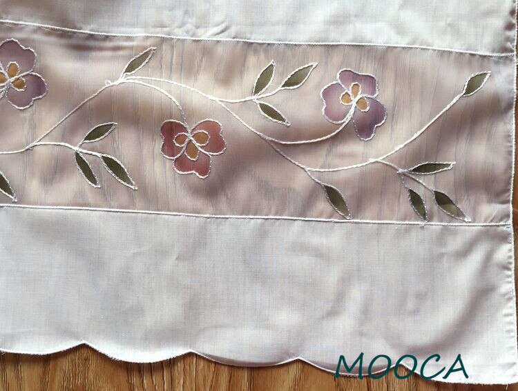 rustic flower embroidered short kitchen curtain cafe curtain white curtain