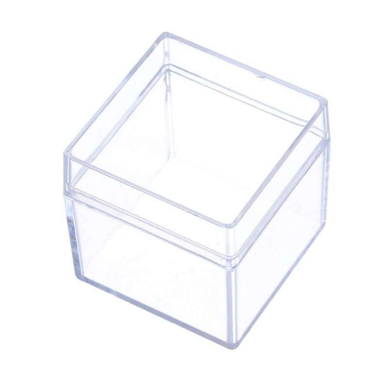Clear Acrylic 5 Sided Jewelry Display Storage Box Case Square Cube Props Box