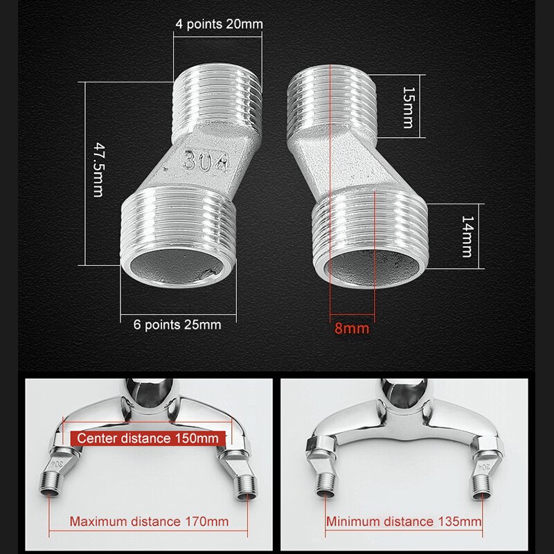 Badkamer Kraan Douche Vervangen Deel Verstelbare Adapter Massief Messing Wall Mounted Breedte Vervanging Hoekstopkraan Accessoires: E