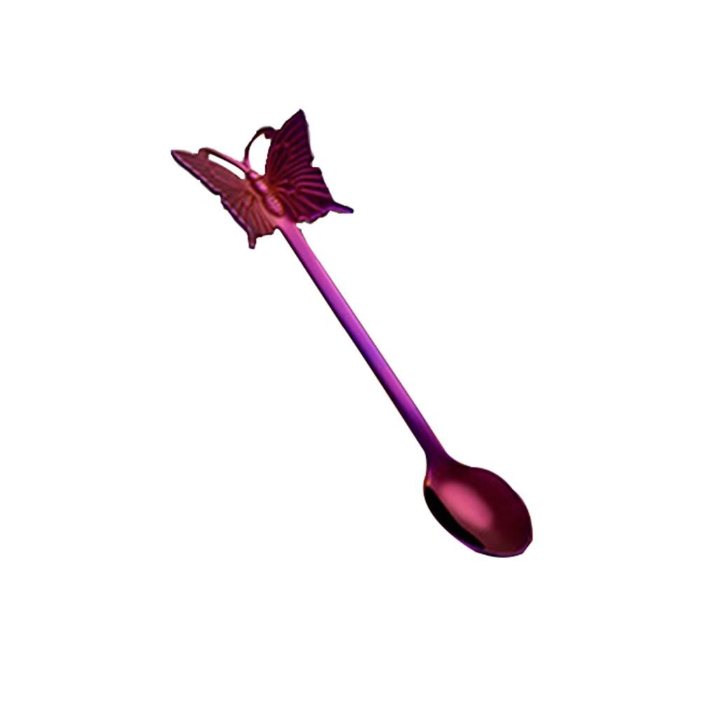 Butterfly Stainless Steel Coffee Spoon Milk Teaspoon Dessert Snack Scoop Ice Cream Stirring Spoons Kitchen Dining Tableware,1PCS: 2