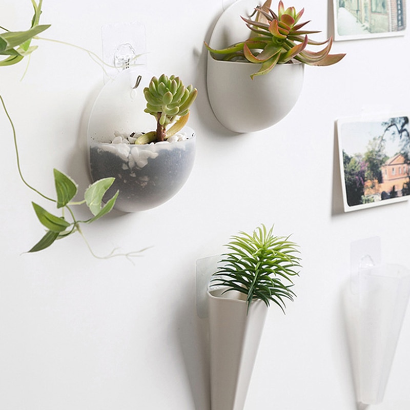 Dekorative plastik hængende potter urtepotte væghængte blomster have indendørs vægdekoration til sukkulente planter  mu866