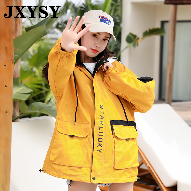Frauen Mit Kapuze Jacken Neue Harajuku Koreanische Version Lose Zipper Jacke Windjacke Mäntel Patchwork Oversize Jacke Weibliche