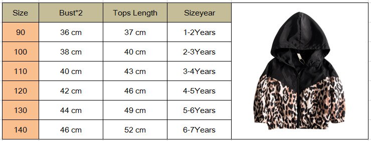 I bambini Del Bambino Delle Ragazze del Rivestimento Della Stampa Del Leopardo Della Rappezzatura Con Cappuccio Della Chiusura Lampo casual Cappotto di Autunno Outwear 1-7T