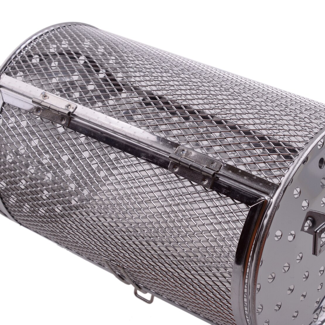 Silver Stainless Steel 18x12cm Air Fryer Rotisserie Oven Kitchen Grill Roaster Rotating Basket Drum Cage Mesh