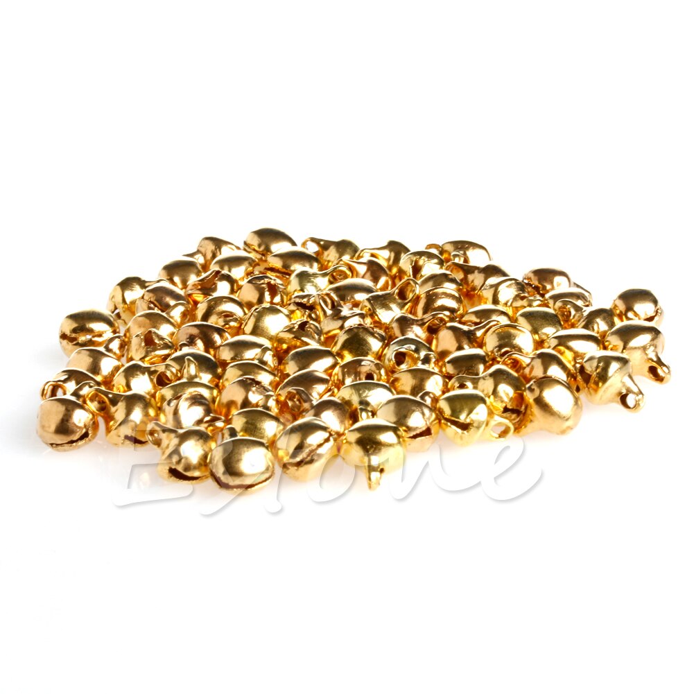 100 Pc Kleine Bell Sieraden Charms 6 Mm Bead Beoordeling Gold Gemengde Kleur Wedding Craft X4YD