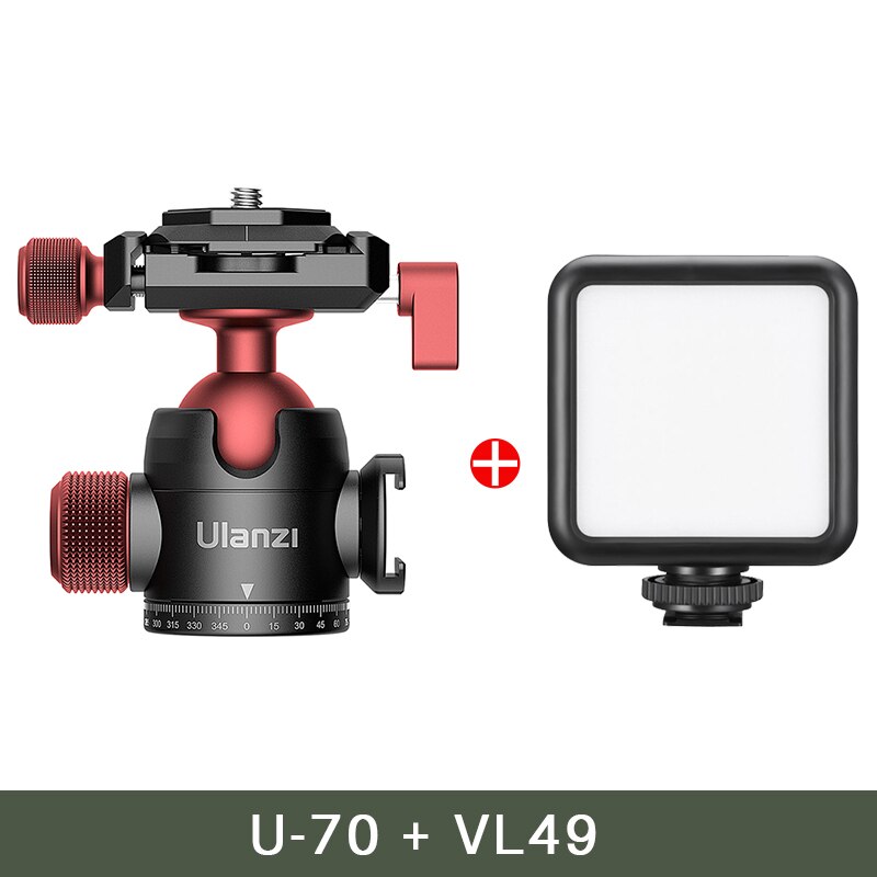Ulanzi-Mini cabezal de bola de Metal para fotografía soporte esférico de doble zapata fría inclinable, cabezal de trípode, cabezal de trípode Vlog, accesorios de fotografía: 02