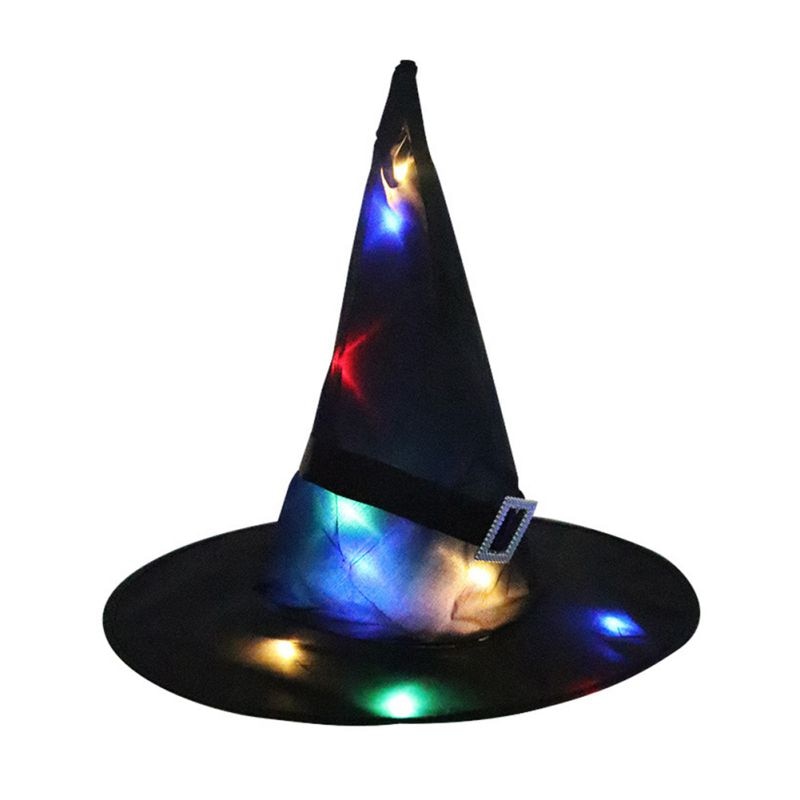 Halloween LED Luminous Headdress Magic Glowing Witch Hat Costume Children Adult Party Prom Featival Dress up Decoration S: B