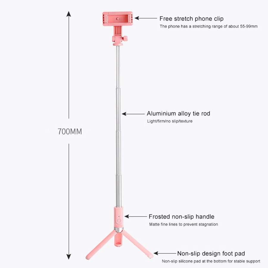Bastone per Selfie monopiede monopiede pieghevole MAMEN originale Bluetooth con pulsante Wireless otturatore Selfie Stick per iOS/Android/iphone