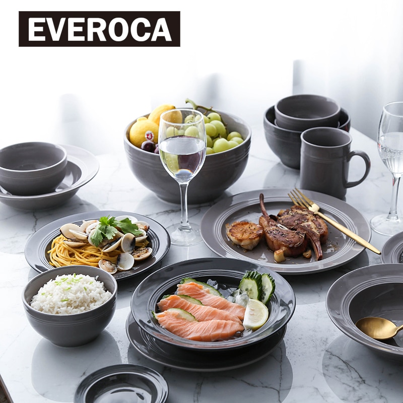 European Ceramic Round Soup Plate Simple Italian Pasta Dish Plate Straw Hat Tray Steak Plate Western Dishes