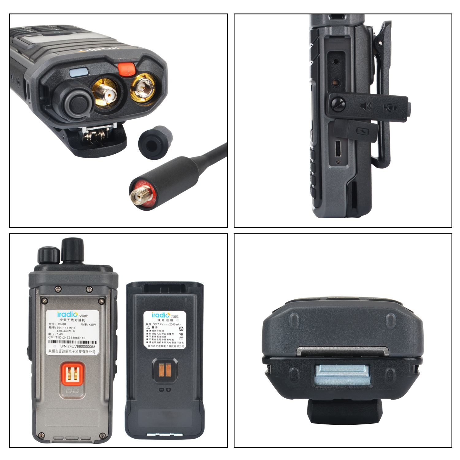 Iradio Walkie Talkie UV-88 HF CB VHF UHF Aviation Freq Multi-Band Multi-Modulation AM FM SW MW LW CB SSB Tragbares Funkgerät