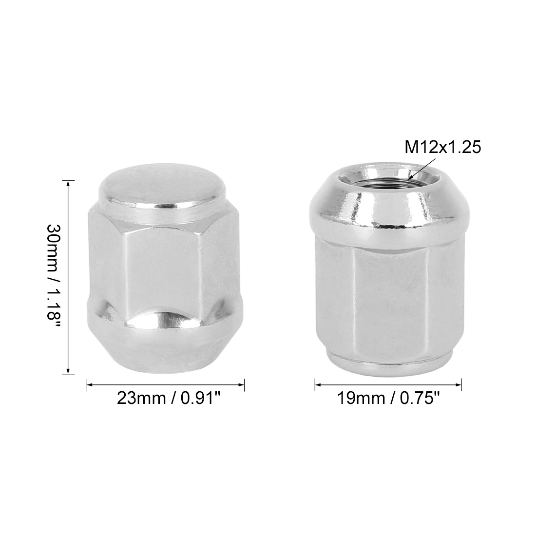 Uxcell hjulmuttrar racingbulthuvudskydd hjuldelar 4 st  m12 x 1.5 35mm krombult ekollon sexkantsmuttrar stål för bil: Silver-