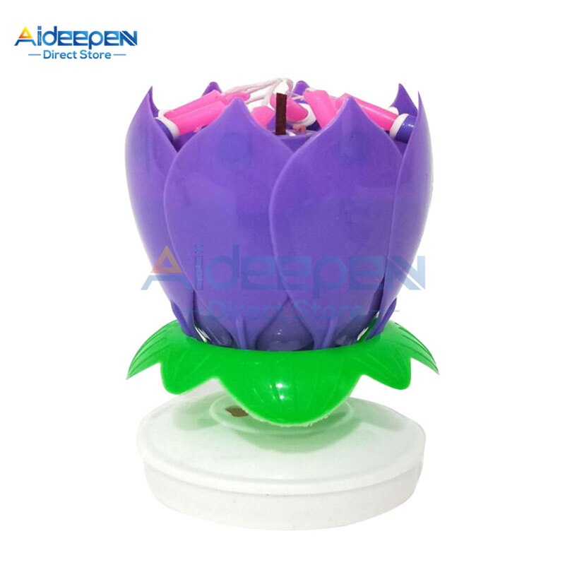 LotusBirthday-Velas giratorias de música, coloridas velas giratorias, Festival de Navidad, música decorativa, de boda, decoración de pasteles DIY: Rotating Purple