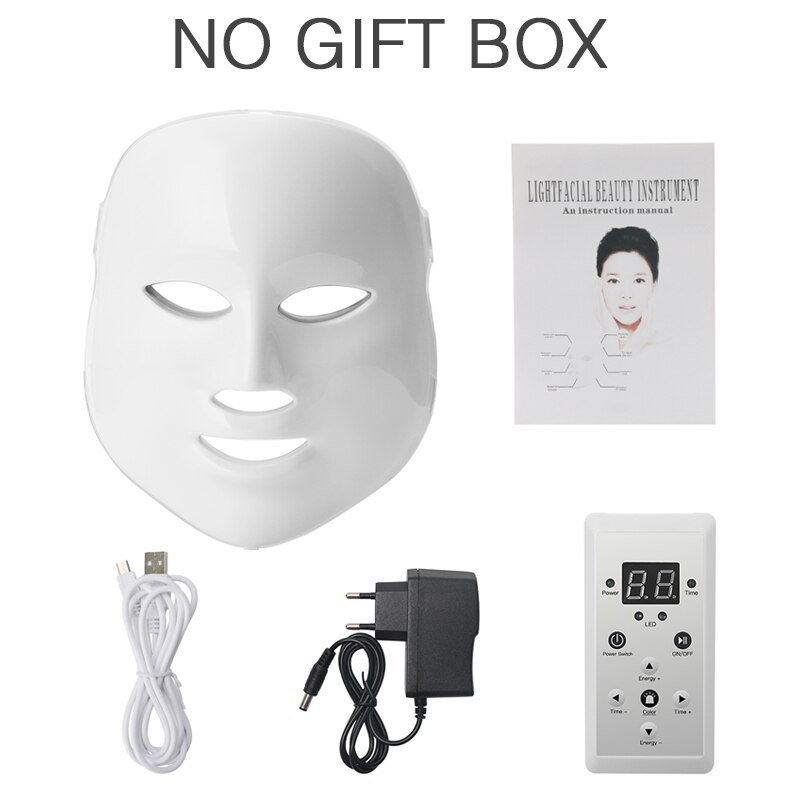 LED Facial Mask 7 Colors Led Mask Beauty Photon Electric Skin Rejuvenation Anti Wrinkle Photon Therapy Face Lifting Machine: NO gift box