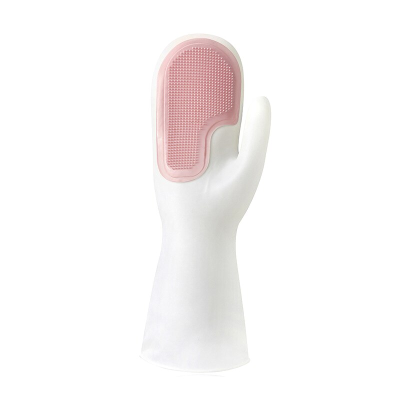 1/2PCS Dishwashing Cleaning Gloves Magic Silicone Rubber Dish Washing Glove for Household Scrubber Kitchen Cleaning Scrub Gloves: 1PC Pink