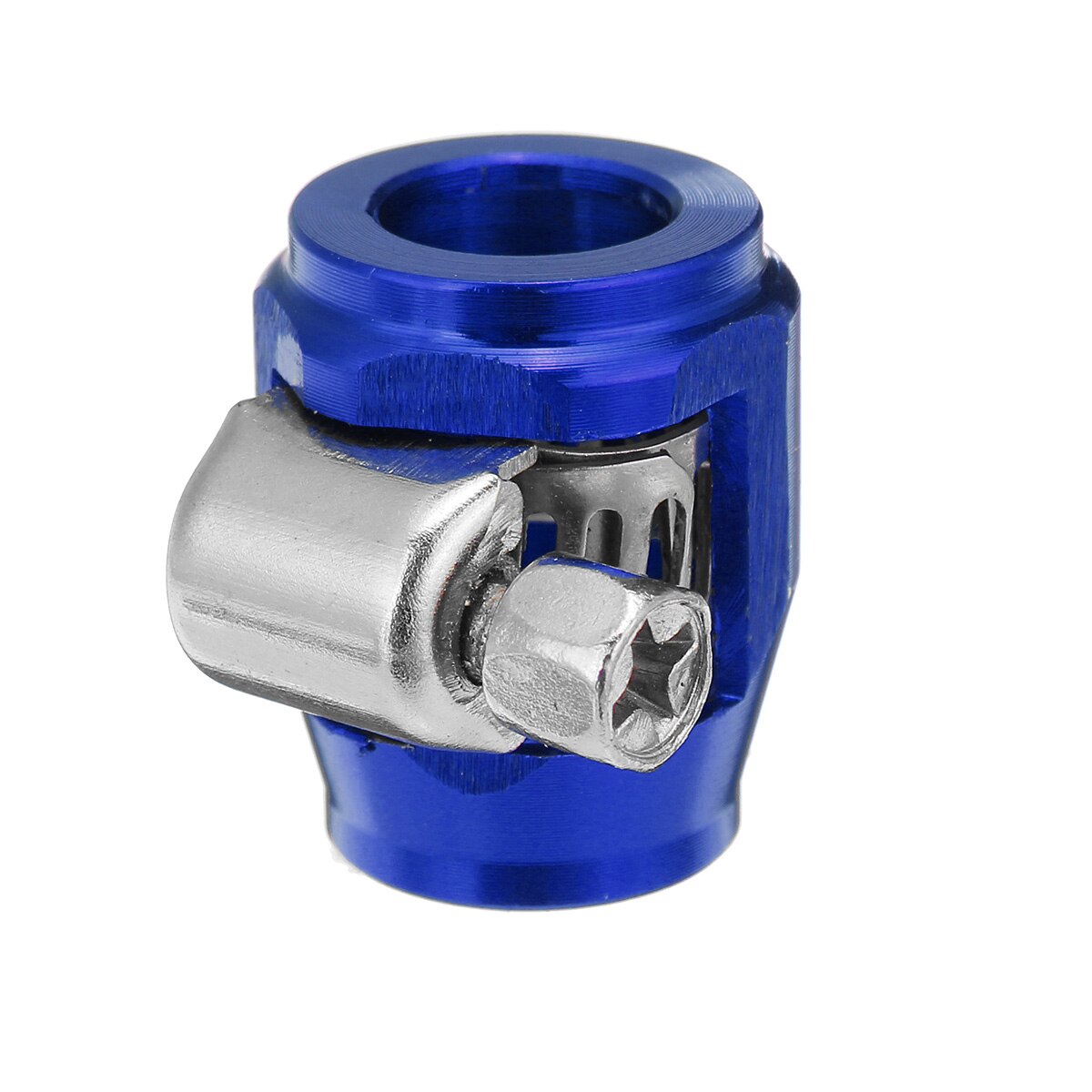 AN4 Hex Hose Finisher Clamp With Screw Band Hose End Cover Fitting Adapter Hose ClampFuel Oil Water Tube Hose Finishers: Blue