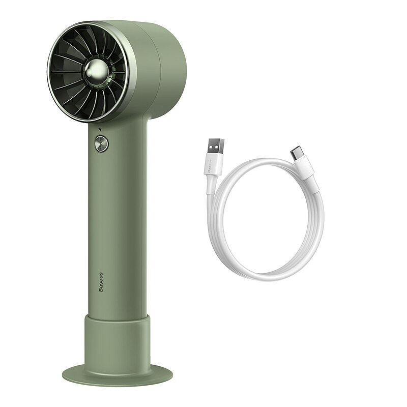 Baseus Usb Fan Handheld Oplaadbare Mini Ventilator Draagbare Tafel Ventilator Outdoor Cooler Sterke Macht 2000Mah Geruisloze Voor Reizen: Green